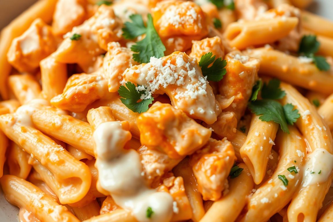 Delicious Buffalo Chicken Alfredo Penne Recipe