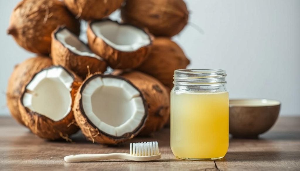 coconut oil pulling for teeth whitening